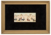 A pair of Indo-Persian miniature polo scenes, hand-painted on ivory panels with later framing, 14 x 21cm each overall. - 2