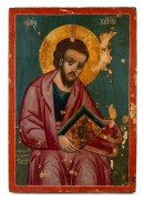 An antique Greek icon of St. Luke The Evangelist, circa 1825, 56 x 39cm.