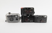 PLASTIC POINT-AND-SHOOT CAMERAS: 1980s-90s group comprising "Coca Cola", Dulux PC-606, Graflex Quantum 2000 AF, Hanimex EFP35, Hanimex Sensor (2), Hanimex Snapshot Brite, Nippon K-220, Panorama Wide Pic, Snap Sights (in underwater housing), and one anonym - 3