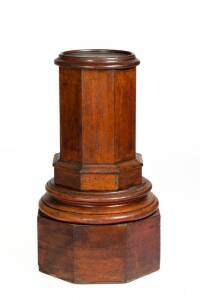 Pedestal or plinth base. Australian cedar & pine fluted column on plinth base (2 secontions). Most likely from a church, 19th century.