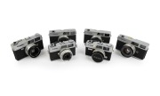 CANON: Group of c. 1960s rangefinder cameras, comprising the original Canonet model (3), Canonet 28, Canonet QL17, and Canonet QL25. (6 items)