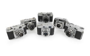 RANGEFINDER CAMERAS: 1950s-60s group comprising Acon 35 Model-II, Balda Baldessa, Beauty Super II, Lord IV A, Neoca IVS, and Samoca LE-II. (6 items)