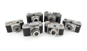 VIEWFINDER CAMERAS: 1950s group comprising Bencini Koroll, Dacora Dignette, Oshiro Emi K 35, Saraber Kanimar, Shinsei Monte 35, and Witt Iloca Rapid. (6 items)