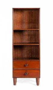 Cedar cabinet: Unusual design in full cedar with two drawer (one fitted for writing materials), adjustable shelves & Regency style reeded edge all resting on turned beehive shaped feet.Early to mid 19th century. PROVENANCE: By direct family descent from D