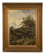 ERNEST WALBOURN (1872-1927), Old Bridge, Essex, 1892, oil on canvas, signed and dated lower left, 75 x 55cm, 102 x 83cm overall. - 2