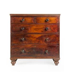 CEDAR CHEST: 5 Drawers with cock-beading on later turned legs. Full cedar, c1850s. Height , width, depth