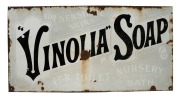 "VINOLIA SOAP" antique enamel advertising sign. 51 x 99cm.