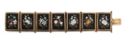 An antique Italian pietra dura bracelet in gilt metal mounts, 19th/20th century, ​​​​​​​16cm long, 3cm wide.
