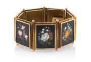 An antique Italian pietra dura bracelet in gilt metal mounts, 19th/20th century, ​​​​​​​16cm long, 3cm wide. - 2