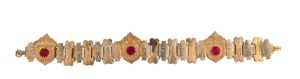 An antique silver gilt and garnet bracelet, 19th century, 17.5cm long.