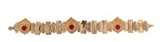 An antique silver gilt and garnet bracelet, 19th century, 17.5cm long.