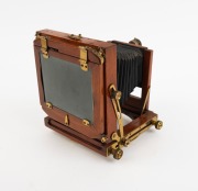 View camera, late-19th century, plate dimensions 11 x 8cm, brass lens with Bausch & Lomb pneumatic shutter. - 2