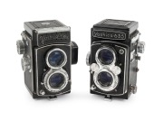YASHICA: Pair of c. 1950s TLRs, comprising Yashica 635 (Yashikor 80mm f3.5/Copal-MXV) and Yashicaflex (Heliotar 80mm f3.5/Copal). (2 items)