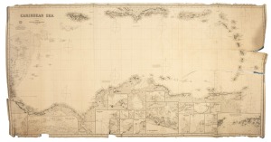"Caribbean Sea" nautical chart with twenty insets, published 1878 by James Imray & Son; dimensions 105 x 170cm.