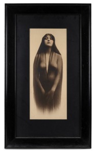 A vintage framed photographic risqu&eacute; print, purported to be of Josephine Earp (Wyatt Earp's wife), housed in a period frame, 89 x 53cm overall.