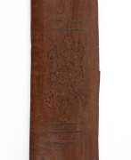 A tribal club with incised geometric decoration and sea turtle design on reverse, unknown origin, ​​​​​​​86cm long. - 4