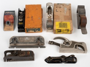 Eight assorted smoothing planes, razor plane, Stanley No.79 slide rebate plane, etc, 19th and 20th century, the largest 14cm long.