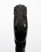 An antique Indian ebony walking stick with carved elephant handle and horn ferrule, 19th century, ​​​​​​​91cm high. - 4