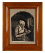 (after) GERRIT DOU (Dutch 1613-1675), La Devideuse (Old woman unreeling threads), copperplate engraving, 27 x 20cm, 43 x 45cm overall.