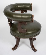 An antique English oak tub style desk chair on revolving base, 19th century, ​​​​​​​76cm high, 68cm across the arms. - 2