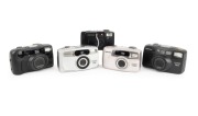 ASAHI KOGAKU (PENTAX): Group of 1990s plastic point-and-shoot cameras, comprising Espio 90MC, Espio 115V, Espio 140, Espio 738S, and Espio 928. (5 items)