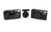 NIPPON KOGAKU: Pair of 1980s plastic point-and-shoot cameras, comprising Nikon L35 AF (with cap) and Nikon RF2. (2 items)