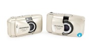 OLYMPUS - MJU: Pair of c. 1990s plastic point-and-shoot cameras, comprising Olympus Mju II Zoom 80 and Olympus Mju Zoom Wide 80. (2 items)