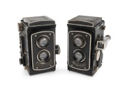 FOTH: Pair of c. 1933 Fothflex TLRs, both with Foth Anastigmat 75mm f3.5 lenses, one with side-mounted viewfinder attachment.