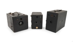 BOX CAMERAS: Circa 1900s group; names include "The Cadet" and "No. 3 Maxim"; the tallest 15cm. (3 items)