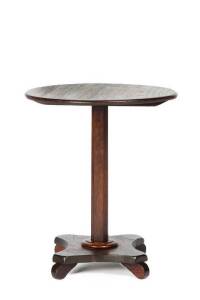 Primitive Colonial cedar wine table c1840 New South Wales origin. Octagonal tapering column with quadraform base. Height 47cm, diameter 54cm