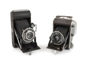 HOUGHTON: Pair of c. 1940s folding cameras, comprising Ensign Autorange 220 (Ensar 75mm f4.5/Epsilon) and Ensign Ranger (Ensar 105mm f6.3/Trikon).