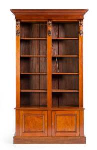 Cedar open shelved bookcase. Attributed to George Thwaites. This bookcase was purchased from the REDMOND BARRY (Ned Kelly's hanging judge) estate sale in 1881. Height 226cm, width 120cm, depth 42cm