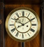 GUSTAV BECKER antique German regulator wall clock in walnut case with twin weight time and strike movement, enamel dial and Roman numerals, 19th/20th century, 128cm high. - 2