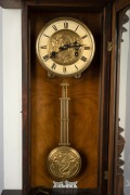 An antique German Vienna regulator style wall clock in walnut case with spring driven time and gong striking movement, circa 1910, ​​​​​​​98cm high. - 2