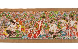 A Javanese Wayang Beber scroll, watercolour on paper, signed and dated "Musyafiq, 31/12/82", with attached research notes, 61 x 335cm overall.