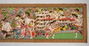 A Javanese Wayang Beber scroll, watercolour on paper, signed and dated "Musyafiq, 31/12/82", with attached research notes, 61 x 335cm overall. - 3