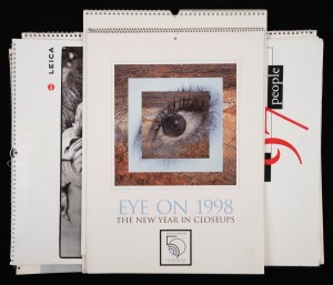1990s group of four Leica and two Hasselblad wall calendars, the largest 59 x 43cm, in large AGFA folder. (7 items)