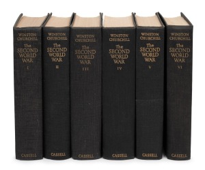 WINSTON CHURCHILL: "The Second World War" 6-volume hardcover set, first edition with publication dates spanning 1948-54, Cassell & Co. Ltd (London); ex. Australian politician Sir Alick Downer (his bookplate to the inside cover of volume III).