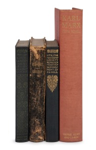 Group of books comprising an 1892 leather-bound Oxford University Press edition of the Holy Bible, "Utilitarianism, Liberty & Representative Government" by J.S. Mill (J.M. Dent & Sons, London, 1926), "Of Civil Government" by John Locke (J.M. Dent & Sons, 