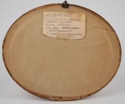 JUSTIN MATHIEU (1795-1864) antique fired plaster bas relief plaque, in attractive oval frame with woodgrain simulated finish, early to mid 19th century, signed "Justin", ​​​​​​​27 x 34cm overall. - 2