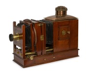 Enlarger/lantern projector, c. 1890s, mahogany and brass, copper chimney, dimensions approx. 55 x 30 x 78cm. - 2