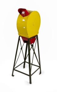 Circa 1920s mutoscope shell; some elements missing, overall height 1.37m.