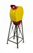 Circa 1920s mutoscope shell; some elements missing, overall height 1.37m.