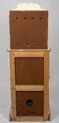 Free-standing coin-operated hardwood stereoscope, "Shajaho Amusements - Stereo Views - One Penny", c. 1920s; loaded with several stereo cards, handle and key present, operates manually with One Penny coin, overall height 1.45m. - 4