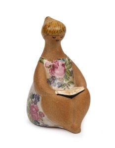 GUSTAVBERG vintage Swedish pottery statue designed by LISA LARSON, factory mark and original label to base, 17cm high.