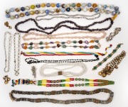 Assorted beaded necklaces and costume jewellery, 20th century, (qty).
