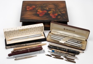 Assorted vintage and antique pens and pencils, (qty).