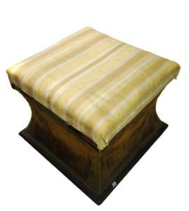OTTOMAN: Colonial Australian lift top storage box ottoman, cedar with pine secondaries, fully upholstered, c1850