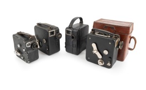 MOVIE CAMERAS - PATH&Eacute;: Group of 1920s 9.5mm movie cameras, comprising Baby-Cin&eacute; Motocamera, two different Motocamera models (one in leather case), and Path&eacute;scope H. (4 items)