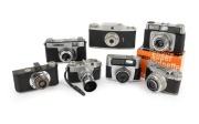 VIEWFINDER CAMERAS: 1930s-50s group comprising Argus Argus A, Bencini Comet S, Dacora Super Dignette (in box), Eho-Altissa Altix, Hunter Purma Plus, Paxette Electromatic, and Taisei Koki Welmy Wide. (7 items)